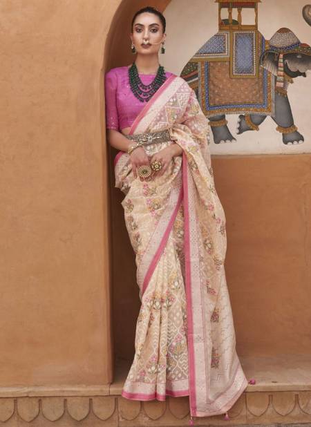 Baby Pink Colour Riwaaz Rewaa New Latest Designer Ethnic Wear Printed Pure Brasso Exclusive Saree Collection 571